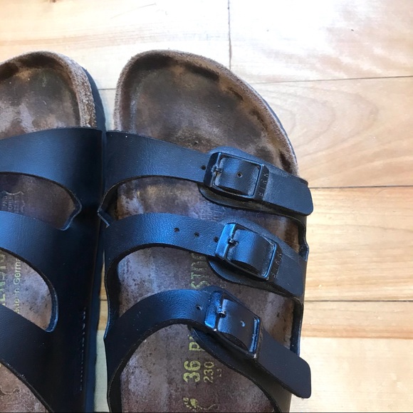 Birkenstock | Florida Black Leather Sandal - Picture 2 of 7